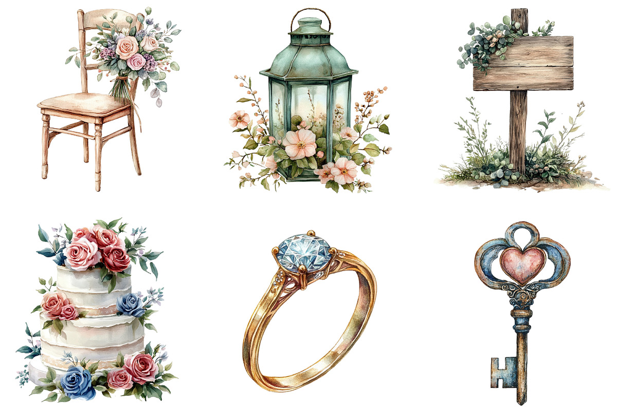 Wedding Clipart Bundle, an Illustration by Designking (Photo 2 of 5)