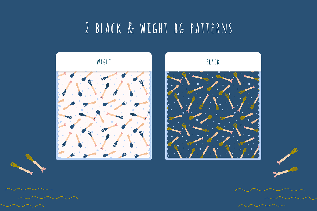 Kids Mealtime Utensils Patterns, an Illustration by ApollinariaManko (Photo 3 of 5)