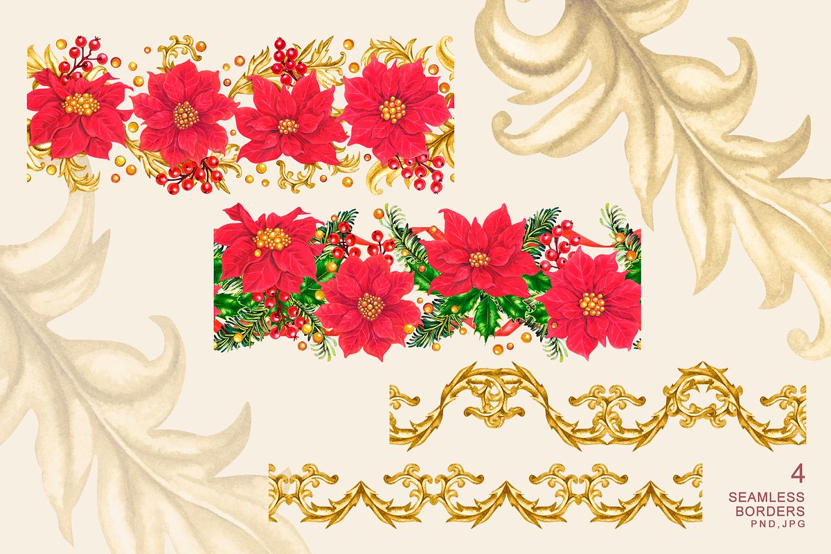 Red Poinsettia, Christmas watercolor, an Illustration by EL_SUHOVA (Photo 17 of 18)