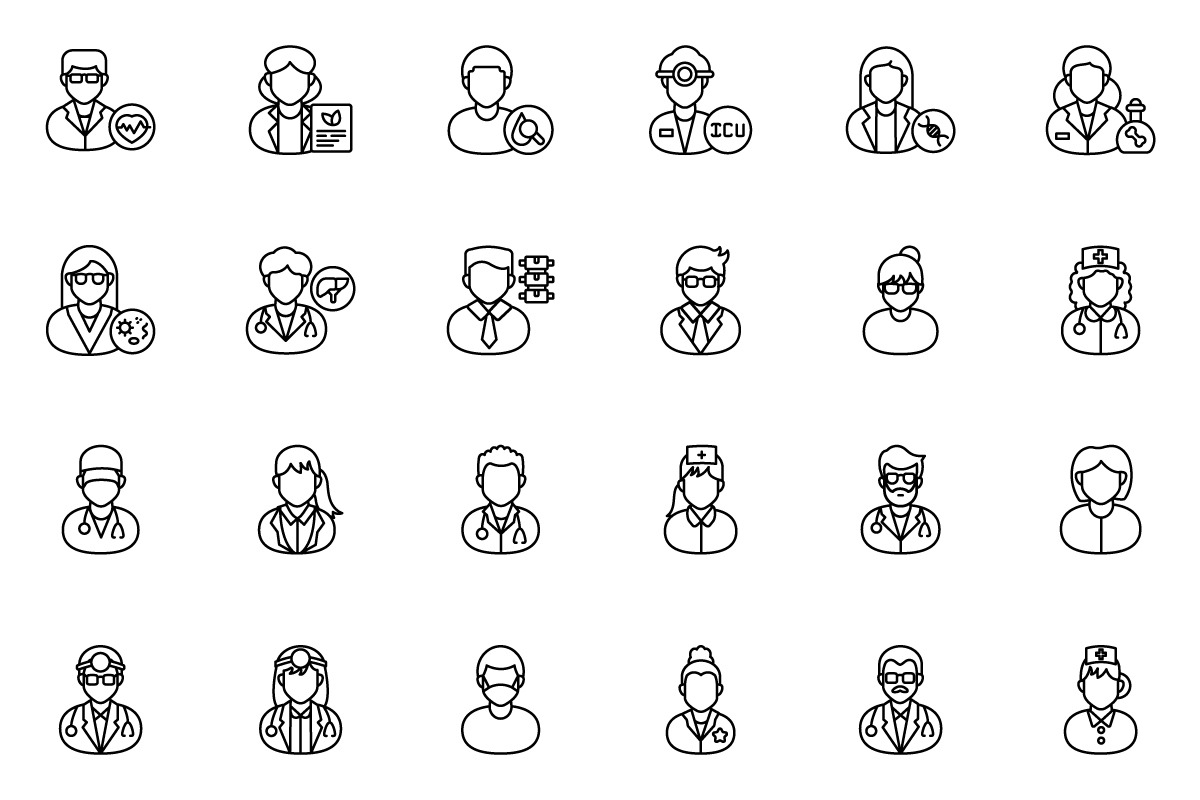 Medical Staff Outline Icons, an Outline Icon by vectorstank (Photo 2 of 6)