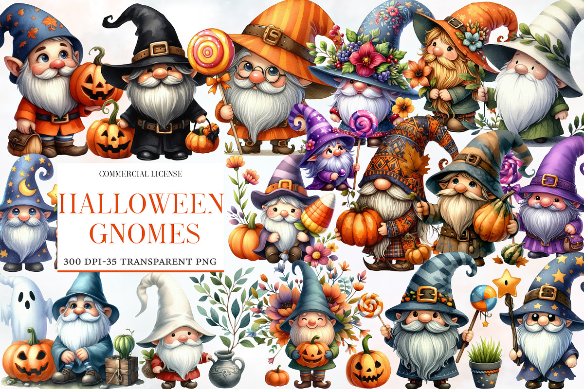 Halloween gnomes Clipart, an Illustration by Designworld (Photo 1 of 5)