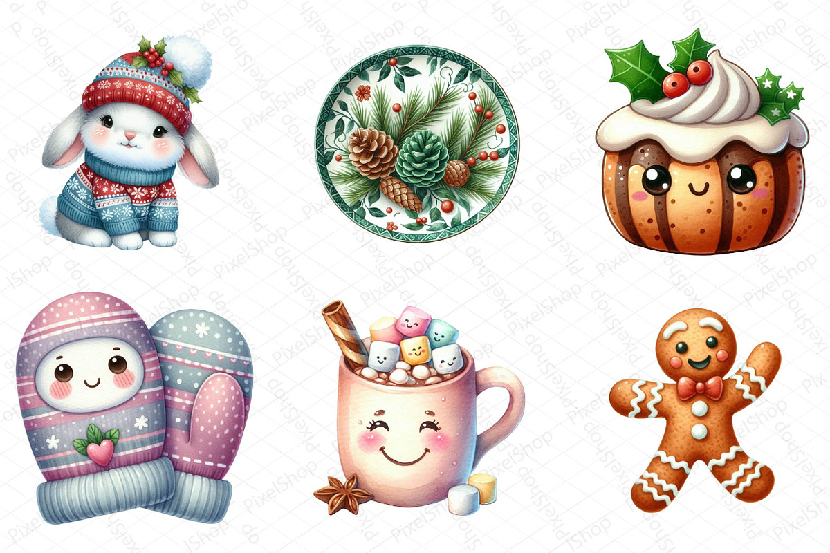 Cute Christmas Clipart, Png, an Illustration by DreamPrint404 (Photo 4 of 4)