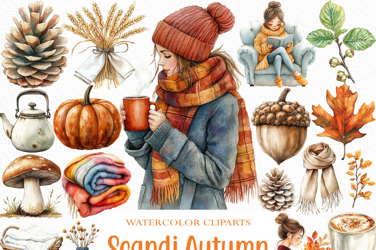 Scandi Autumn Clipart, an Illustration by Craft Nest (Photo 1 of 6)