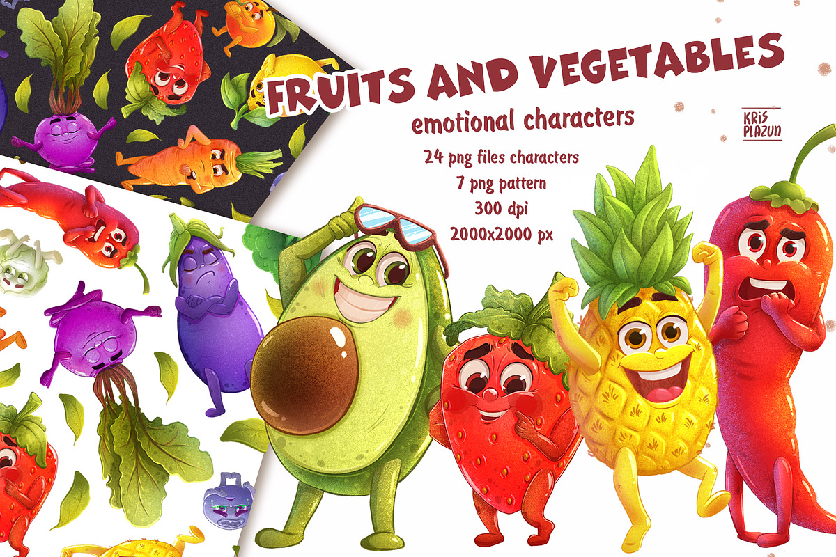 Funny emotion fruits and vegetables, a Templates & Theme by KrisPlazun (Photo 1 of 6)