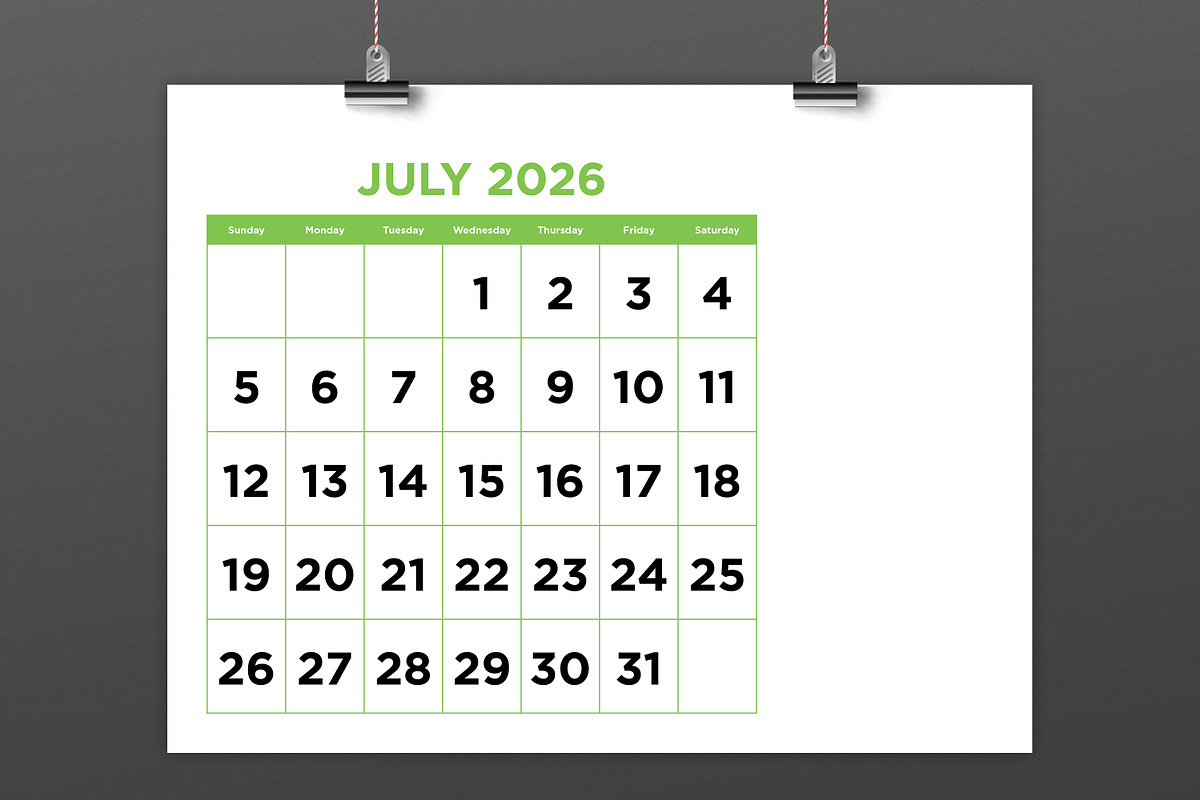 2026 Large No. Color 8.5x11 Calendar, a Stationery Template by Running With Foxes (Photo 5 of 6)