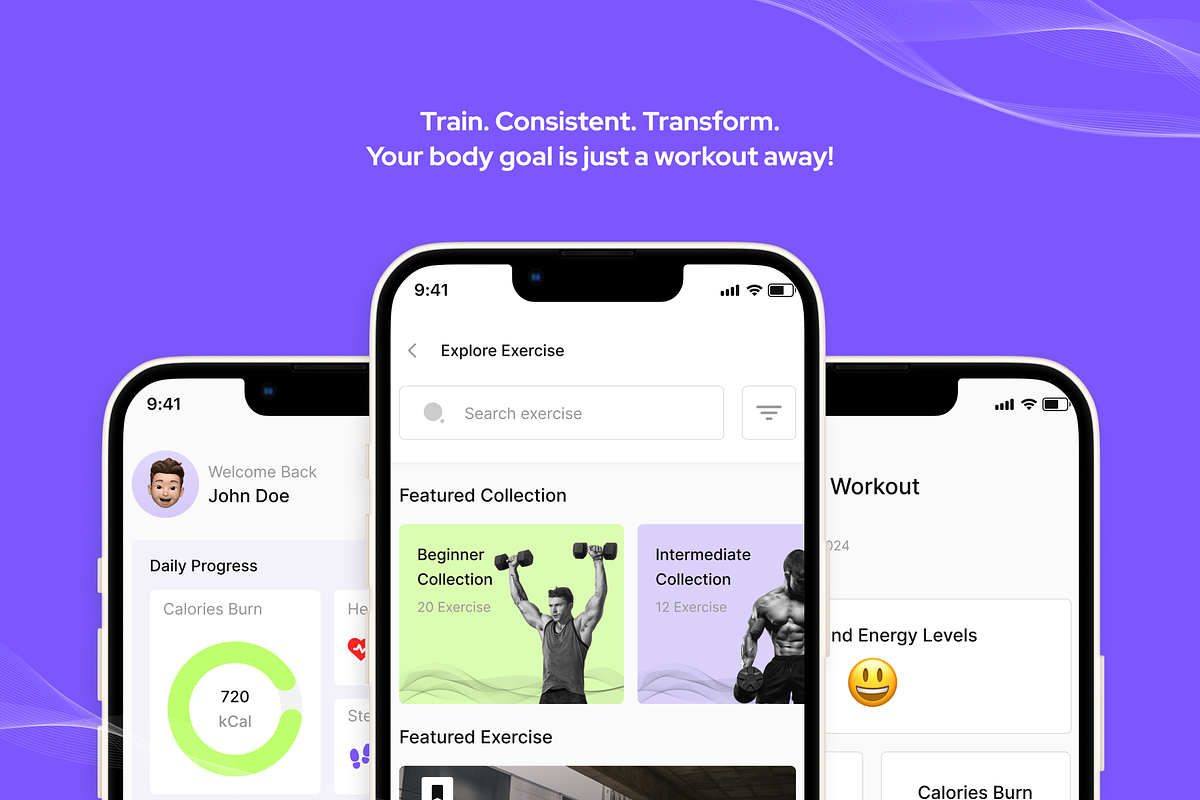 Kinetra - Fitness App UI Kit, an UI Kit Template by restiyathena (Photo 3 of 6)