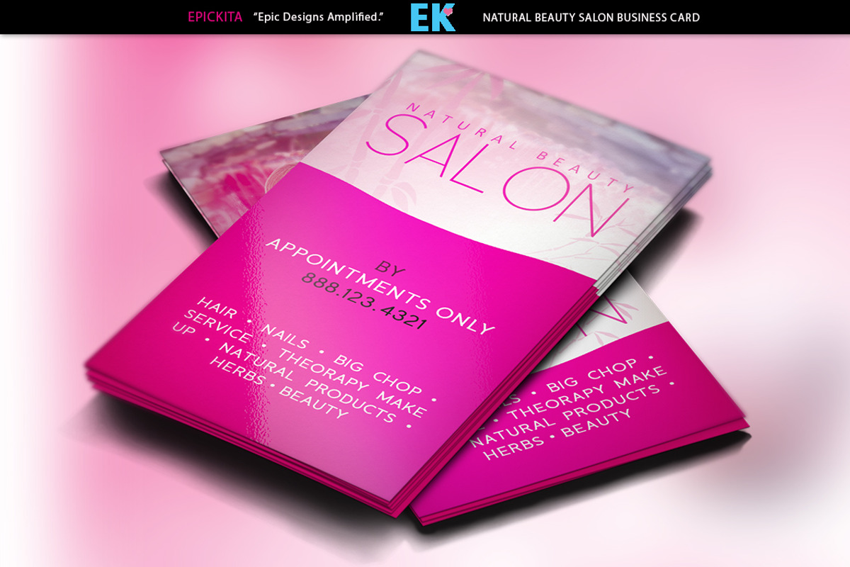 Natural Beauty Salon Business Cards, a Business Card Template by Epickita (Photo 2 of 3)