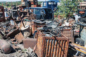 Rusty metal garbage on junkyard, an Industrial Photo by BOOCYS
