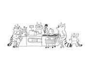 Sarcastic Shopping Cats Clipart, an Illustration by Anastasiya Klempach (Thumbnail 2 of 7)