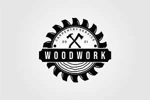 vintage carpentry house badge logo, a Work Illustration by Rizkaarishandy_shop