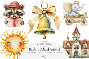 Back to School Animal Clipart, an Illustration by Design Market