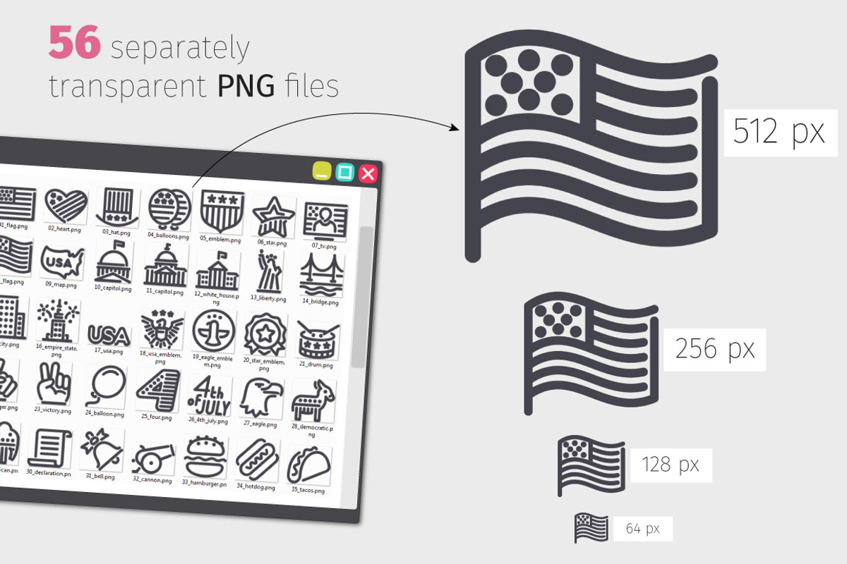 USA Independence Day Line Icons Set, an Outline Icon by Voysla's Shop (Photo 3 of 4)