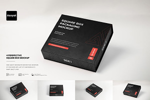 Square Box Packaging Mockup Set