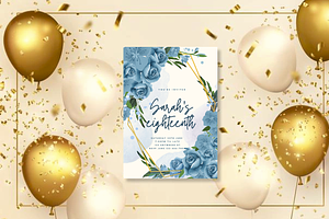 Blue Theme Birthday Card
