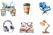 Watercolor Office Time Clipart Bundl, a Texture Illustration by DreamPrint404 (Thumbnail 5 of 6)
