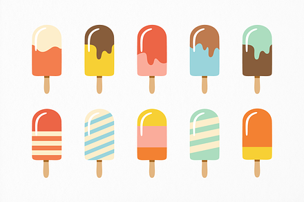 10 Ice Lolly Vector Set, an Object Graphic by MelanthaGraphics