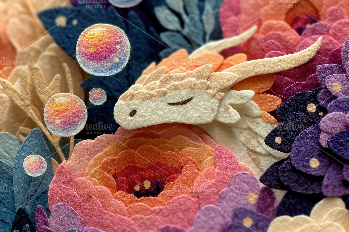 Paper-Cut Dragon & Rainbow Bubbles, an Illustration by Virgo Studio