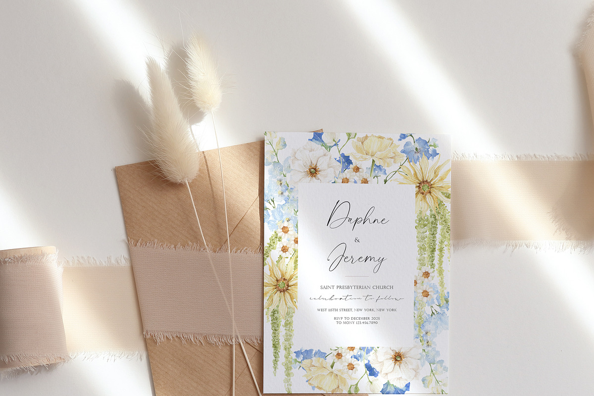 Watercolor Clipart-Blue Cream Floral, a Decorative Illustration by Beigetime (Photo 7 of 16)