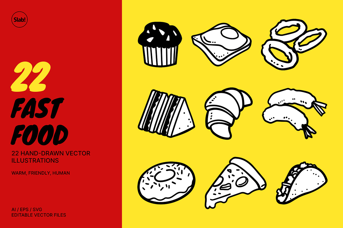 Fast Food Hand Drawn Illustration, an Object Graphic by SLAB! Design (Photo 1 of 4)