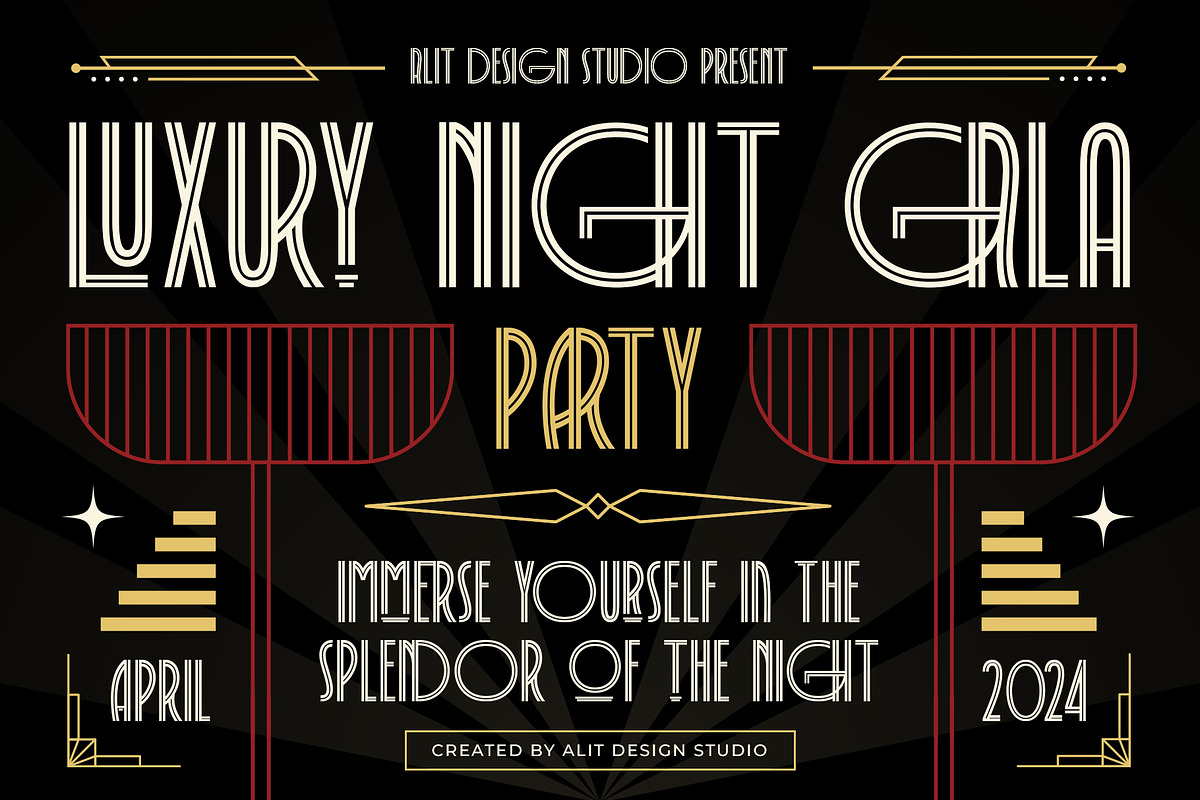 Decola Art Deco Typeface, a Serif Font by alit design (Photo 4 of 15)