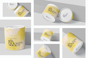 Round Cardboard Box Packaging Mockup