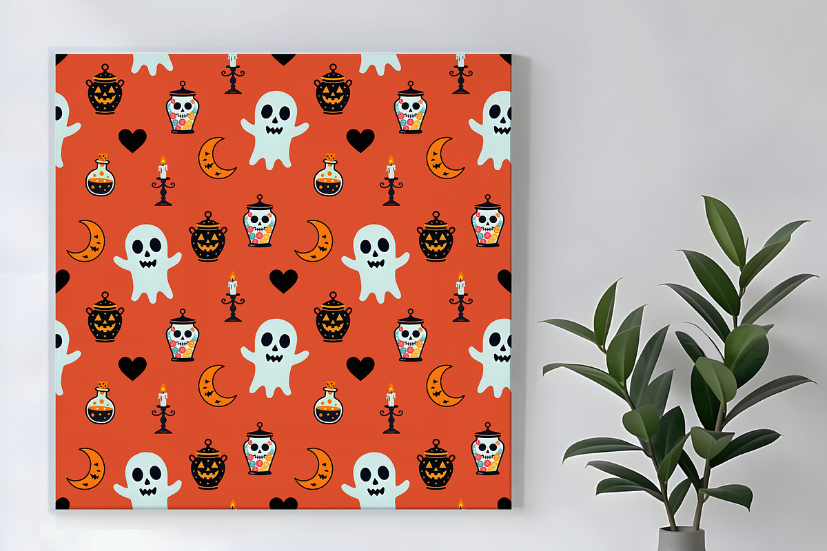 Halloween Magic on Orange Seamless, a Pattern Graphic by Sharon Schwalbe (Photo 2 of 4)