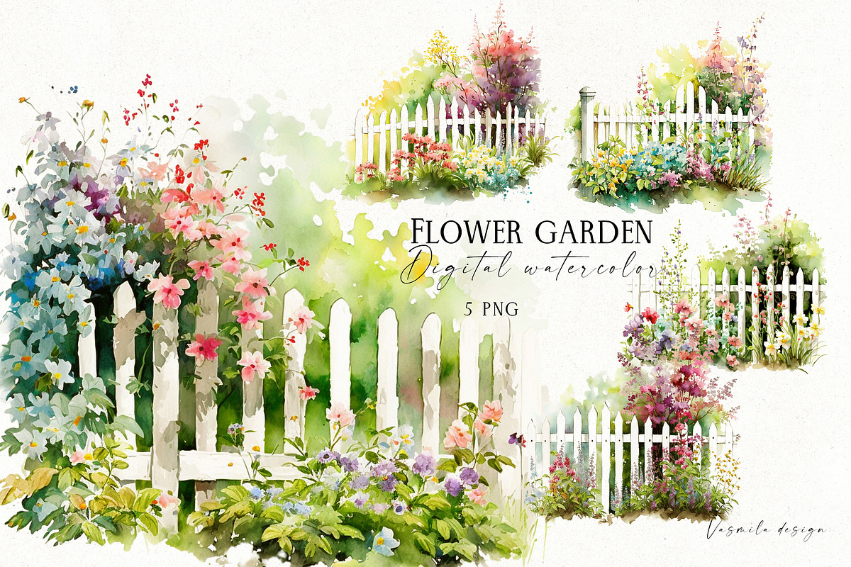 Romantic flower clipart bundle, a Decorative Illustration by Vasmila (Photo 18 of 21)