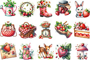 Cute Cottagecore Strawberry Clipart, an Illustration by Designking (Thumbnail 2 of 4)