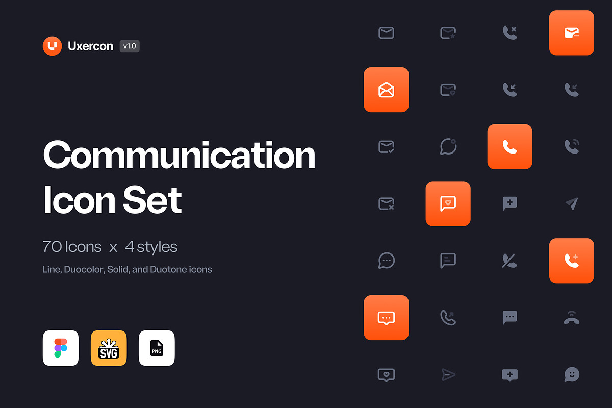 Uxercon Icon Set - Communications, a Solid Icon by uxerlab (Photo 1 of 14)