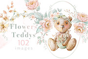 Watercolor Flowers spring teddy set, a Decorative Illustration by Edith’s World (Thumbnail 1 of 8)