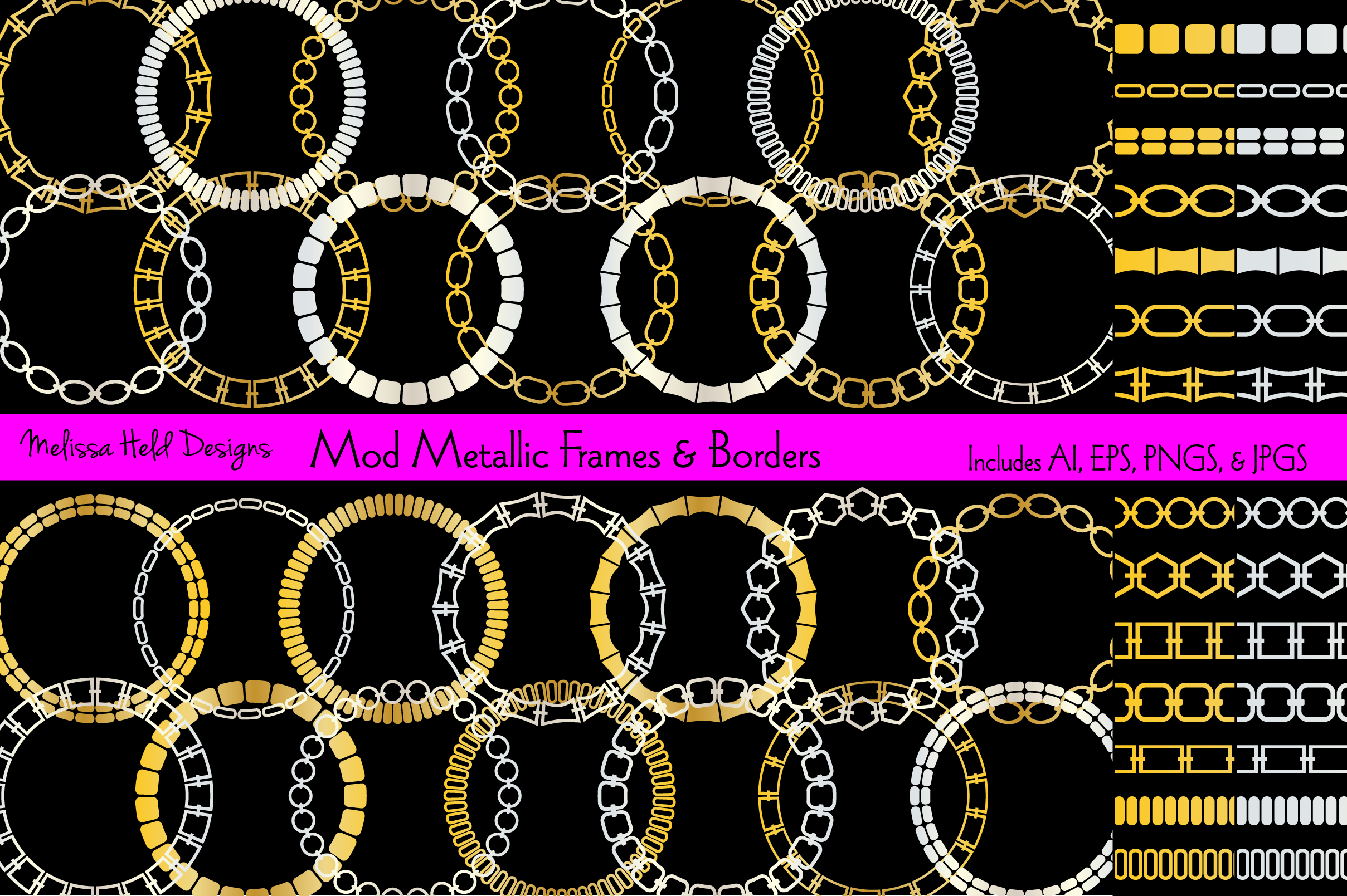 Mod Metallic Frames & Borders, a Graphic by Melissa Held Designs ...
