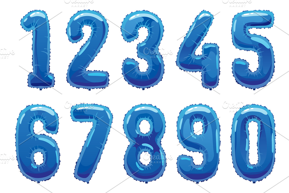 Helium blue balloons numbers, an Object Illustration by Things for designers