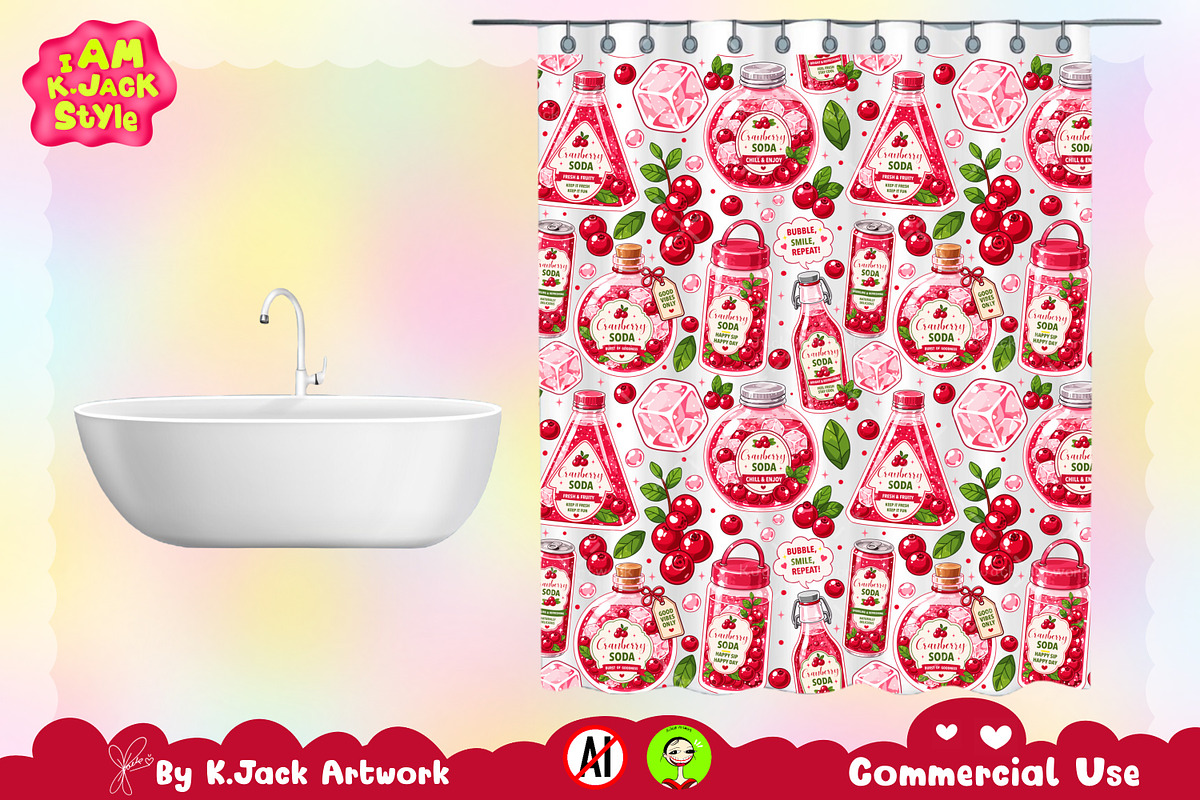 Cute Cranberry Soda Seamless Pattern, a Background Graphic by K.JackArtwork (Photo 7 of 8)