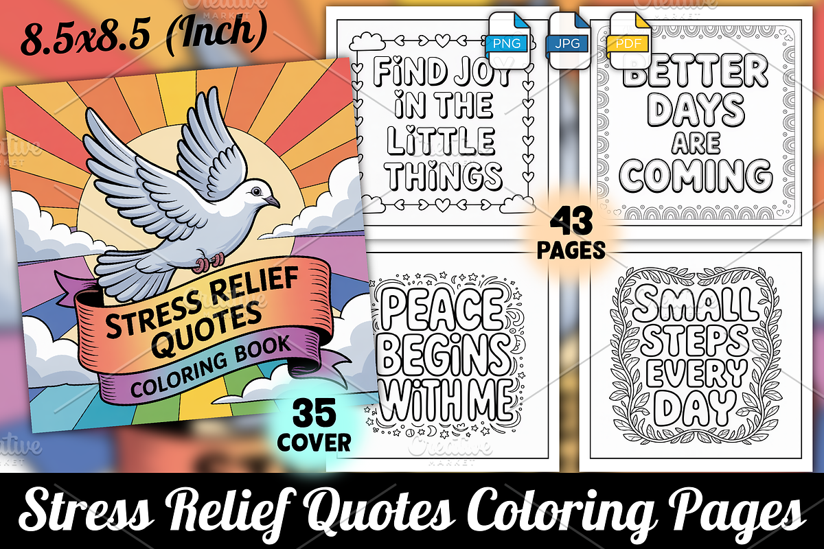 Stress Relief Quotes Coloring Pages, a Person Illustration by Design Station (Photo 1 of 5)