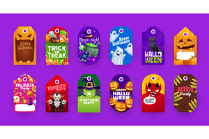 Halloween holiday gift tags, an Illustration by Vector Tradition