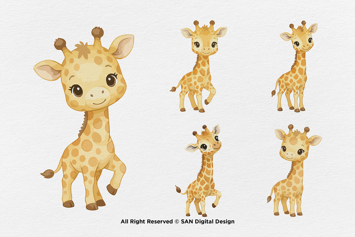 15 Bundle Watercolor Giraffe Yellow, an Animal Illustration by Morspective (Photo 5 of 8)