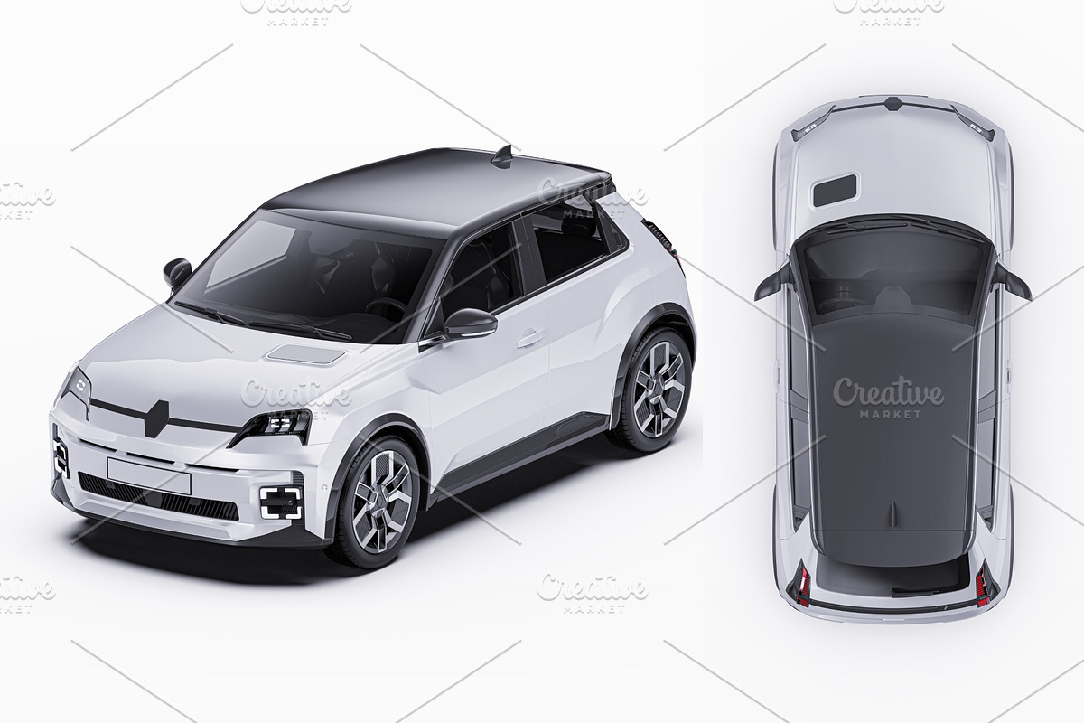 Retro Electric Hatchback Mockup Set, an Advertising Mockup by Halal Graphic Studio (Photo 16 of 16)