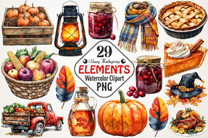 Happy Thanksgiving Elements Clipart, an Illustration by RobertsArt