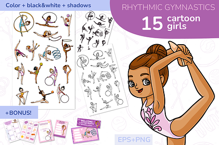 Rhythmic gymnastics characters set, a Sport Illustration by Ksenya Savva