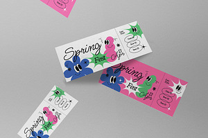 Pink Cartoon Spring Festival Ticket