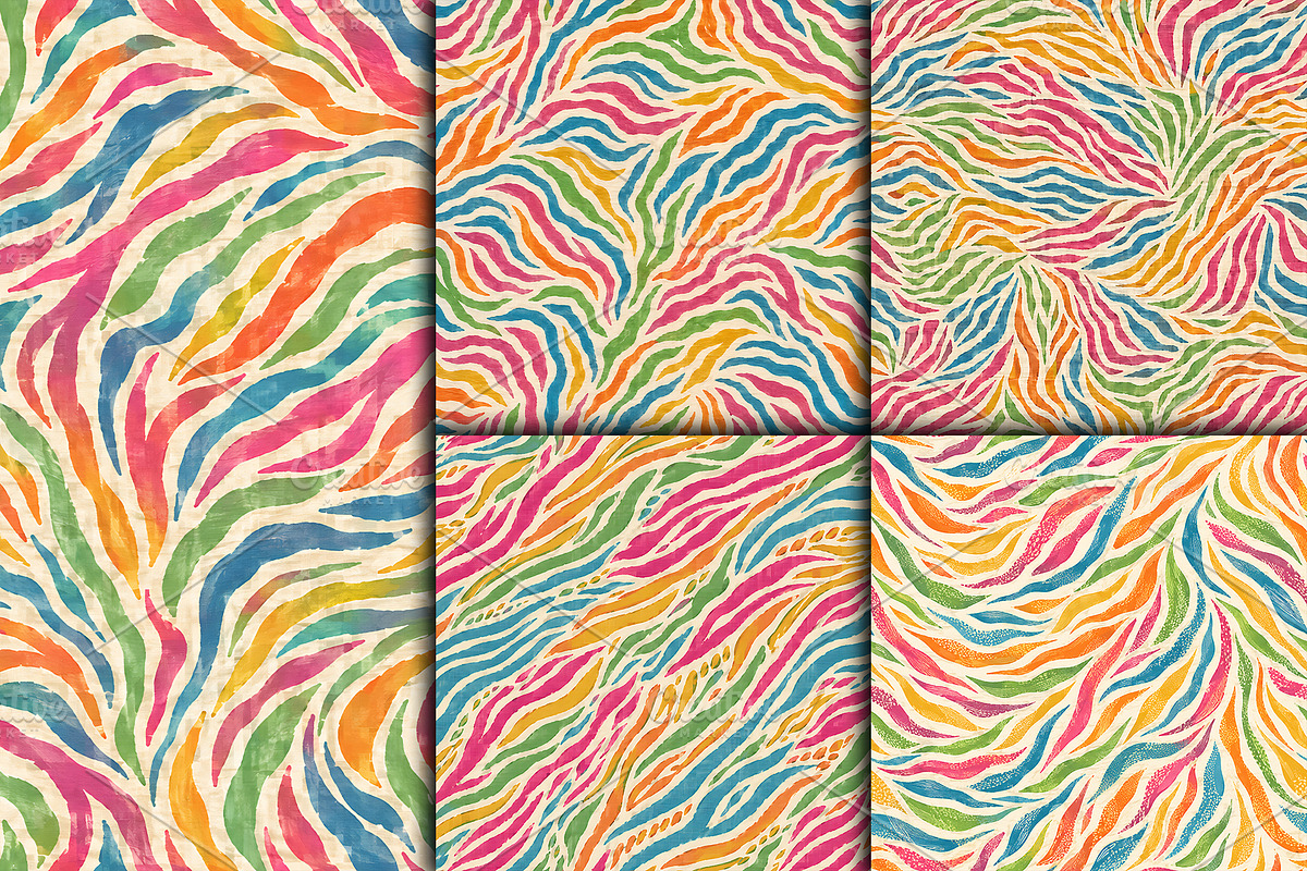 Colorful Rainbow Zebra Stripe set, a Pattern Graphic by Artonix (Photo 2 of 3)