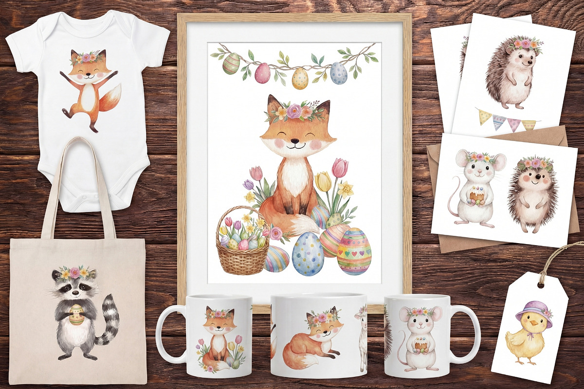 Easter Animals Watercolor Clipart, an Animal Illustration by PassionPNGcreation (Photo 6 of 7)