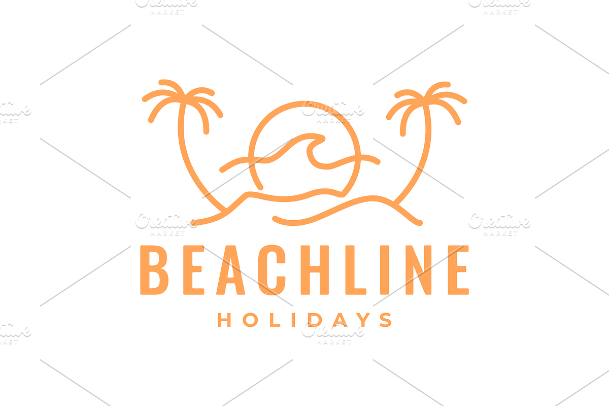 wave beach coconut tree logo, a Branding & Logo Template by devastd