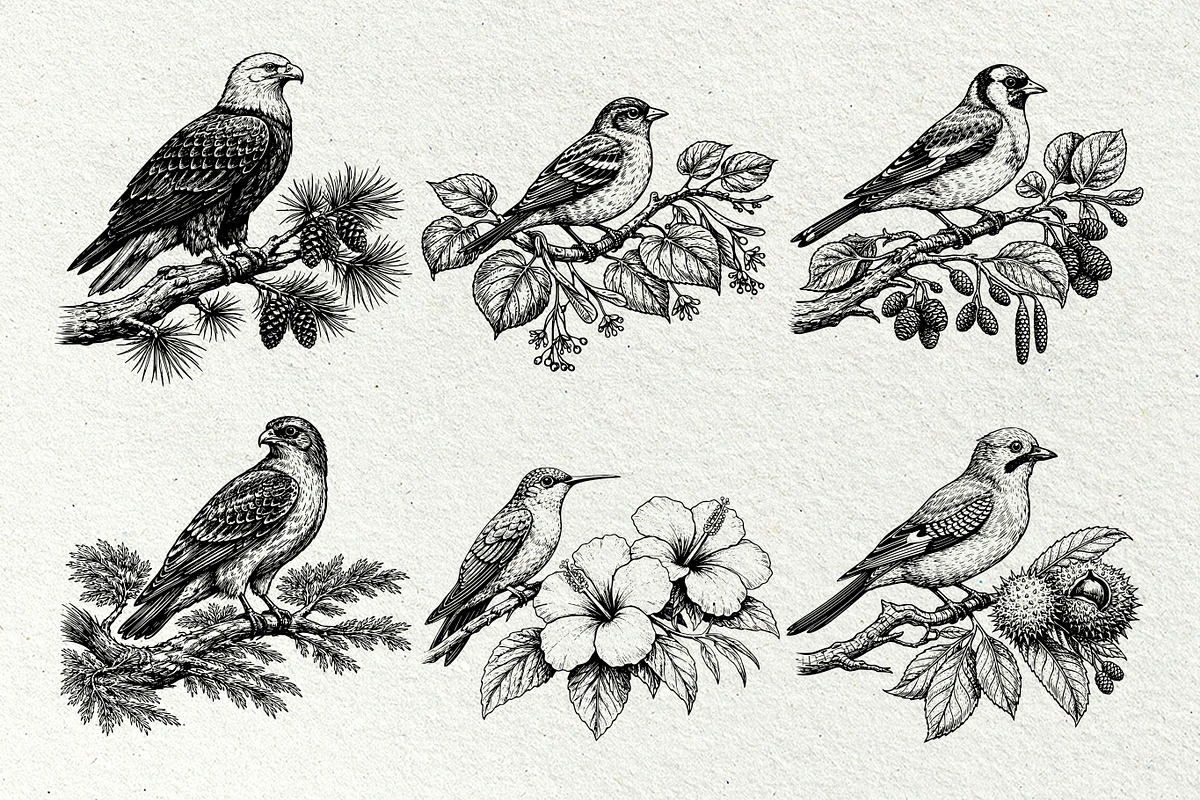 Vintage Bird Line Art Graphics, an Animal Illustration by DENIDigitalArtSudio (Photo 4 of 7)