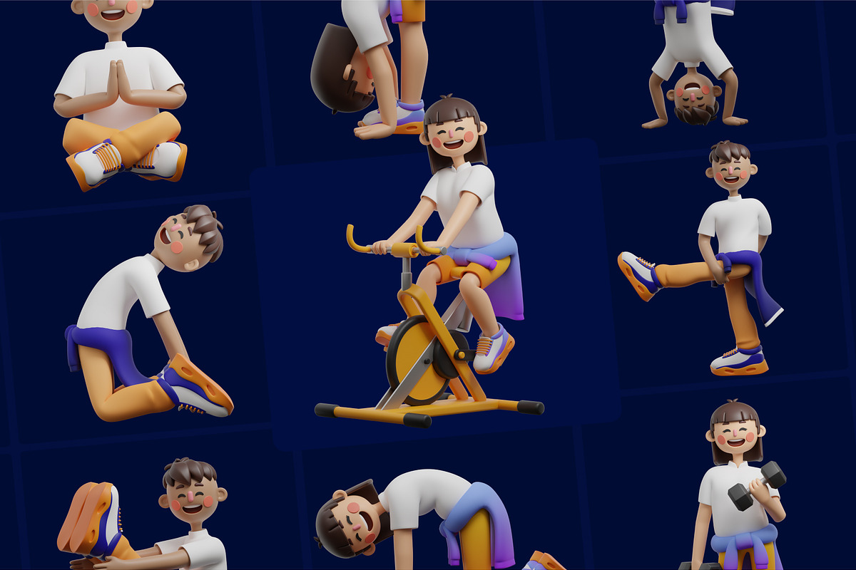 Yoga pose 3D Character pack, a Characters & Person 3D Model by orenjidesign (Photo 7 of 8)