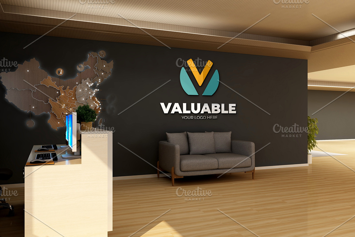 PSD Minimalist Lounge Wall Mockup, a Product Mockup by Ayy (Photo 9 of 15)