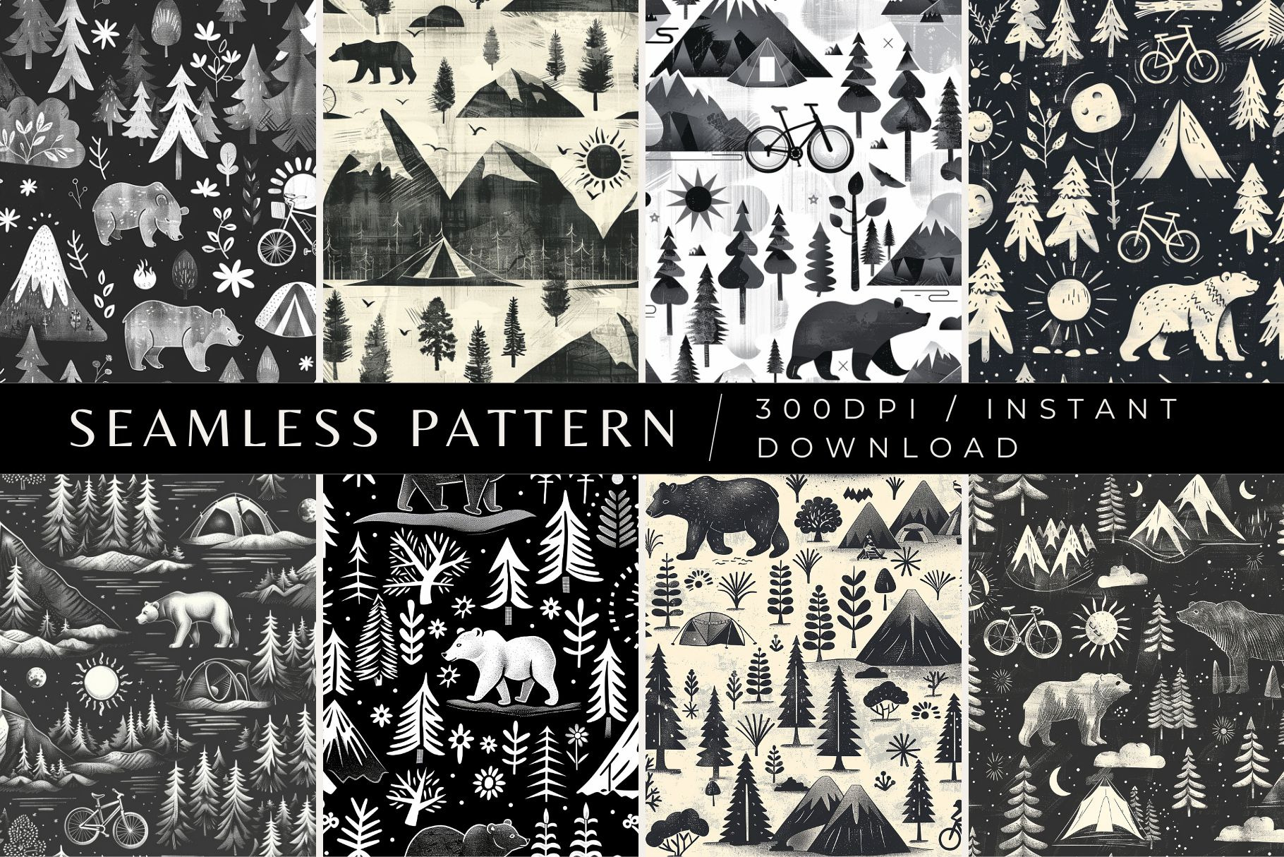 8 Wilderness Adventure Patterns, a Pattern Graphic by Inknfolly