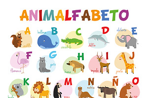 Spanish animal alphabet Vector