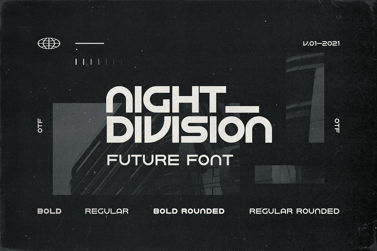 Night Division – Future Font, a Font by Clint English (Photo 1 of 8)