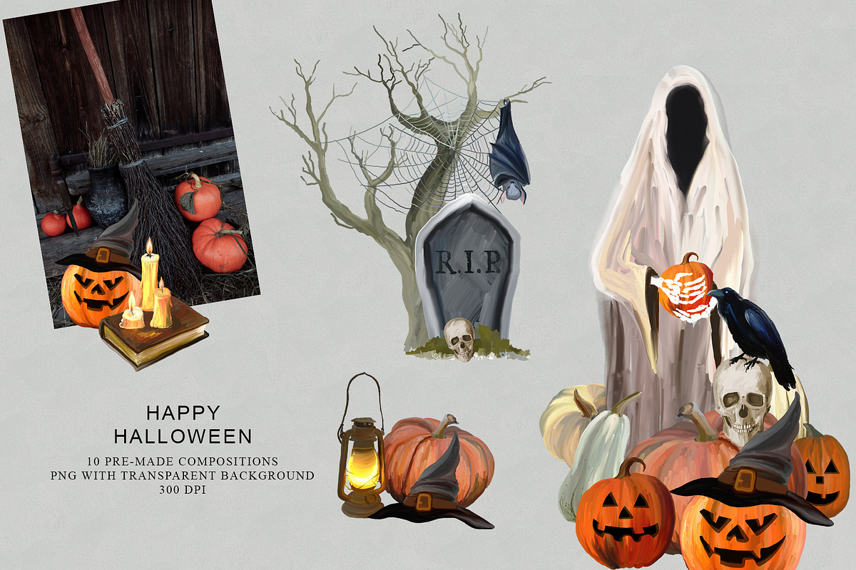 Happy Halloween - holiday clipart, a Seasonal Illustration by Vasmila (Photo 4 of 10)